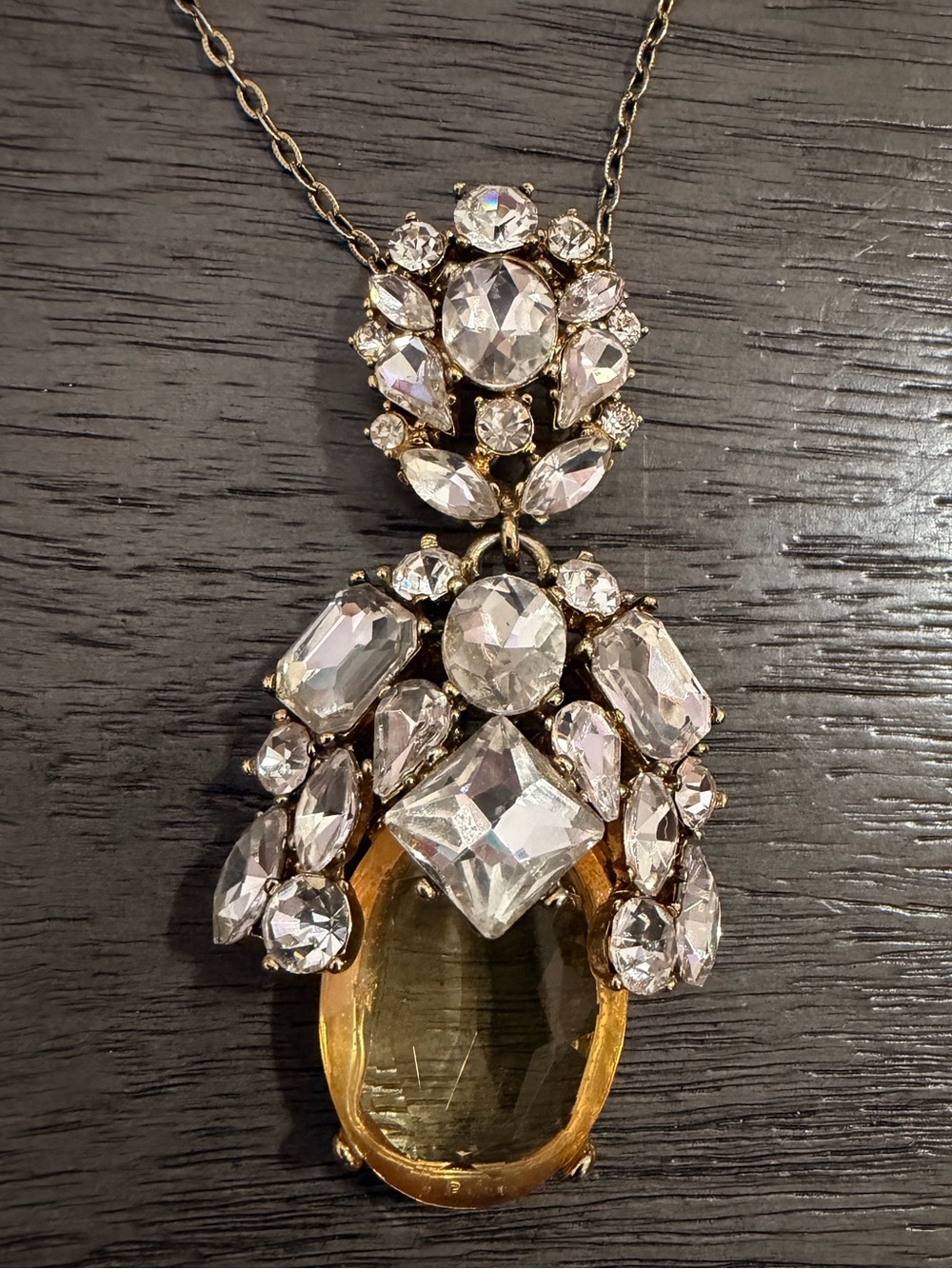 Ann Taylor Vintage Style Statement Rhinestone Chandelier Pendant Necklace